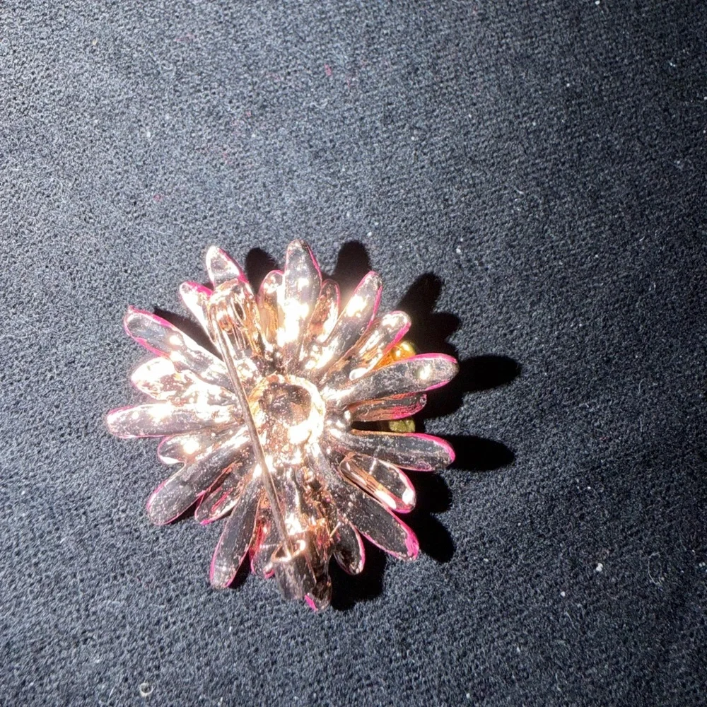 Pink and  Flower and Bee Brooch